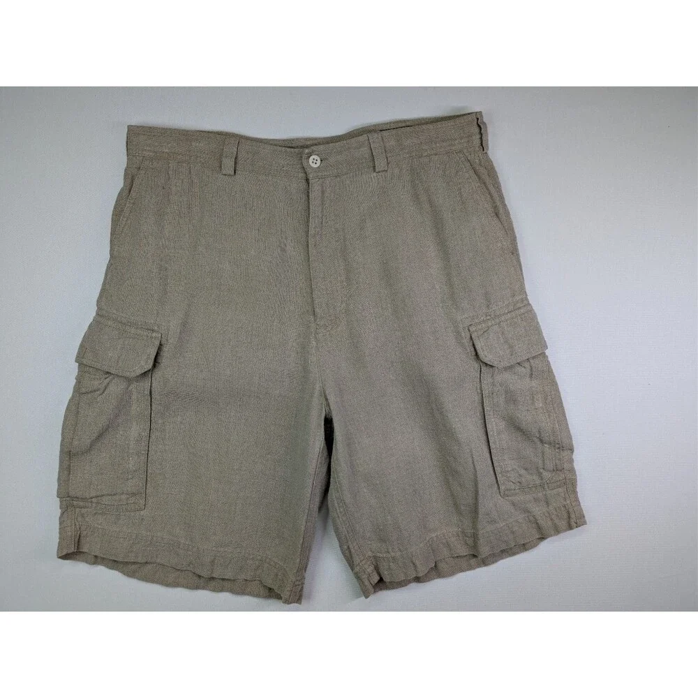 Daniel Cremieux Men’s Linen Khaki Cargo Shorts 36